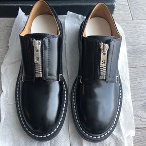 Rag & Bone Black Leather Zip Loafers | Made in Italy | Size 37 | Low Block Heel